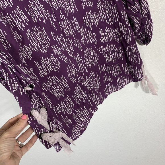 Prescott New York Purple Button Scrunchy Sleeve Blouse Plus Size 1X Women’s - Picture 5 of 11